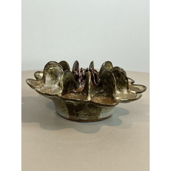 Ironfoot Pottery Sculpture Pipe Holder or Deviled Egg Dish? Amish Made Art - Picture 4 of 13